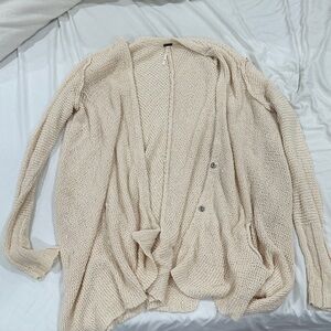 Free People Cream Open-Front Knit Cardigan